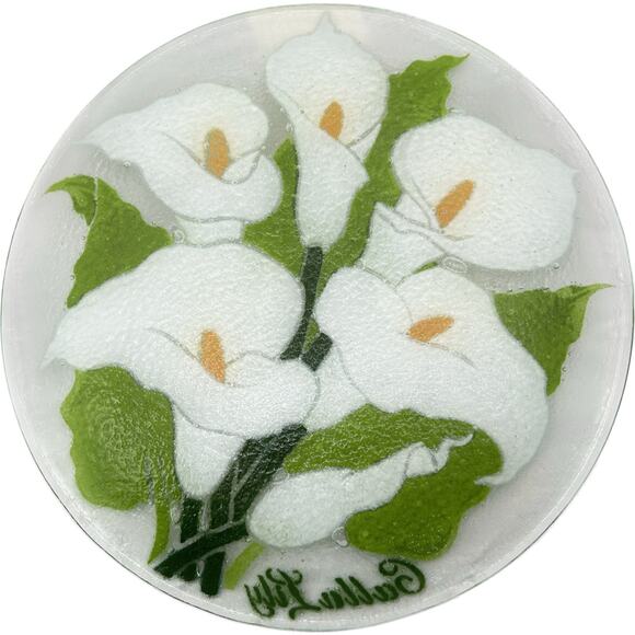 Peggy Karr 2001 CALLA LILY 11" Fused Art Glass Plate with Box Retired LE #928 - Picture 3 of 8